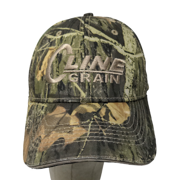 Cline Grain Men's Strapback Hat Green Camo Adjustable Embroidered Logo - Picture 1 of 13